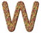 Isolated illustration of the letter W composed of colored corn sticks on white background