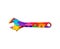 Isolated illustration of a wrench consisting of colorful puzzle pieces on white background