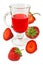 Isolated image of a glass of strawberry juice and strawberry