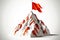 isolated image of mountain with flag at top as symbol of challenge and achieving business goals