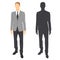 Isolated image of office male manager assistant, flat vector silhouette