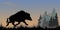 Isolated image of a  running wild boar silhouette