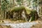 Isolated infantry casemate built in woods and mountainous terrain in Eagle,Orlicke, Mountains, Czech Republic. Czechoslovak pre-