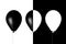 Isolated Inflatable light flying balloons in black and white on opposite backgrounds.Shows equality between the races of people,