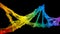 Isolated iridescent rainbow binary digital plexus dna molecule strand colorful