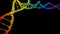 Isolated Iridescent rainbow Digital Plexus DNA molecule strand colorful Loop