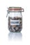 Isolated jar filled with coins labeled College