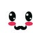 Isolated kawaii happy face cartoon with mustache vector design
