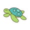 Isolated kawaii turtle animal. Sea life