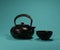 isolated Kintsugi ceramic kettle teapot set