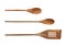 Isolated kitchenware wooden salad spoon utensil top view