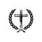 Isolated laurel wreath icon with a christian cross
