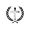 Isolated laurel wreath icon with a christian cross