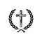 Isolated laurel wreath icon with a christian cross