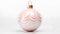 Isolated light pink Christmas Ornament on a white Background. Festive Template with Copy Space