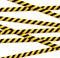 Isolated lines of insulation. Realistic warning tapes. Signs of danger. Vector illustration, isolated on a cellular