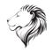 Isolated lions head, vector illustration. Lion`s profile.