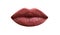 Isolated lip. Dark brown lips, portrait. Dark brown lipstick, beautiful makeup, sensual mouth, lip, lipstick or