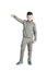 Isolated little boy 10 years old standing in a sport tracksuit