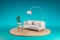 isolated living room furniture decoration setting on infinite background 3D Illustration