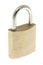 Isolated locked brass padlock