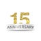 Isolated logo abstract Fifteenth anniversary vector illustration. Gold glitter logo. The number fifteen gold color