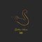 Isolated Logotype Made as Smooth and Delicate Swan Outlines. Silhouette of Swan with Gold Texture. Ideal as Brand Logo, Design