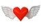 Isolated love heart with angelic wings transport on white