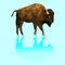 Isolated Low poly bison and reflection with back ground,animal geometric,vector