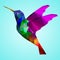 Isolated Low poly colorful Hummingbird with blue back ground,animal geometric,vector