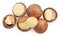 Isolated Macadamia nuts. Organic  macadamia nuts on white background. Collection. Top view. Flat lay