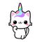 Isolated magic unicorn cat, colorful, rainbow, kawaii style.