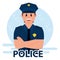 Isolated male cute police character Profession Vector