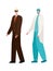 Isolated male doctor and captain with masks vector design