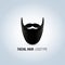 Isolated male face with mustache and beard vector logo. Barber shop logotype.