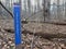 Isolated marker identifies private property boundary in woods