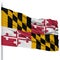 Isolated Maryland Flag on Flagpole, USA state