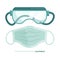 Isolated medical personal protective equipment. Respiratory surgical mask and safety goggle glasses. Stop coronavirus COVID-19.