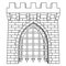 Isolated medieval gate vector drawing or coloring