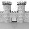 Isolated medieval stoned castle gate with towers