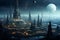 Isolated Megacity distant planet. Generate Ai