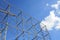 Isolated metal scaffold against blue sky