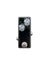 Isolated mini boutique black and clear knob vintage overdrive stomp box pedal electric guitar effect on white background.