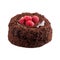 Isolated mini chocolate fondant raspberry cake