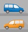 Isolated mini wagon cars in flat style