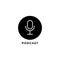 Isolated Minimal Podcast logo design template. Outline logo style. Black & white Pictorial logotype. condenser microphone icon