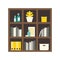 Isolated modern flat vector illustration of a scandinavian bookcase