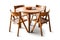 Isolated Modern Wooden Table with Chairs Cutout on Transparent, Background AI