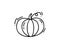 Isolated monoline contour pumpkin on white background. Hand drawn vector doodle. Autumn sketch drawing illustration