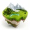 Isolated Mountain Land: A Green Field Piece of Earth. Generative AI